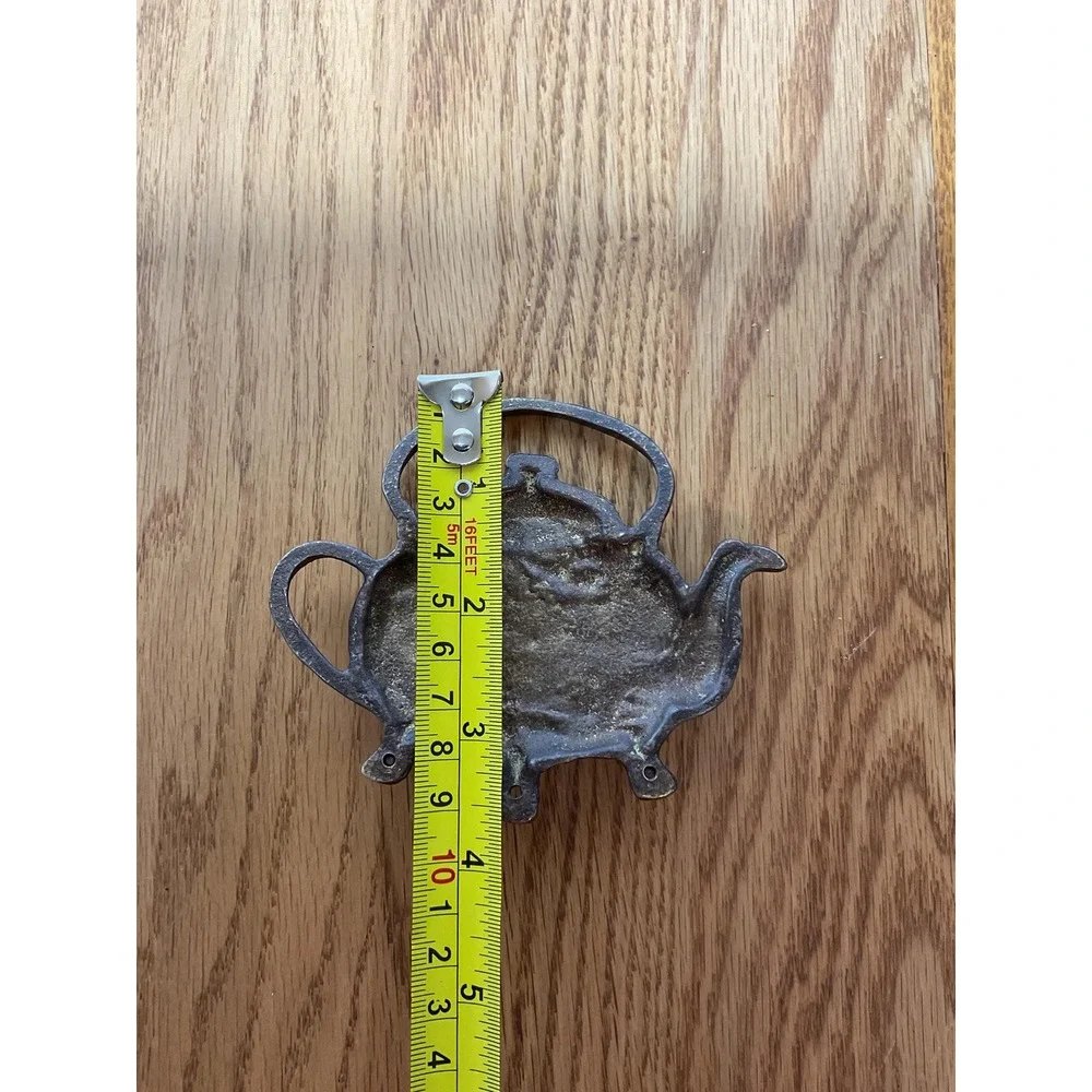 Vintage Teapot Wall Hook Key Holder Cast Metal Kitchen Decor Cottage Farmhouse